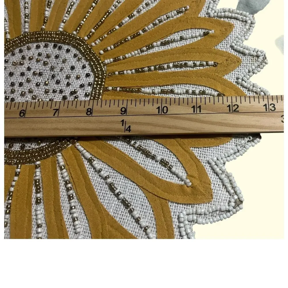 Celebrate Together Set of 3 Beaded & Sequined Sunflower Place Mats 16